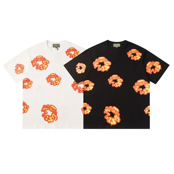 Flame puff priniting tshirt cotton fabric