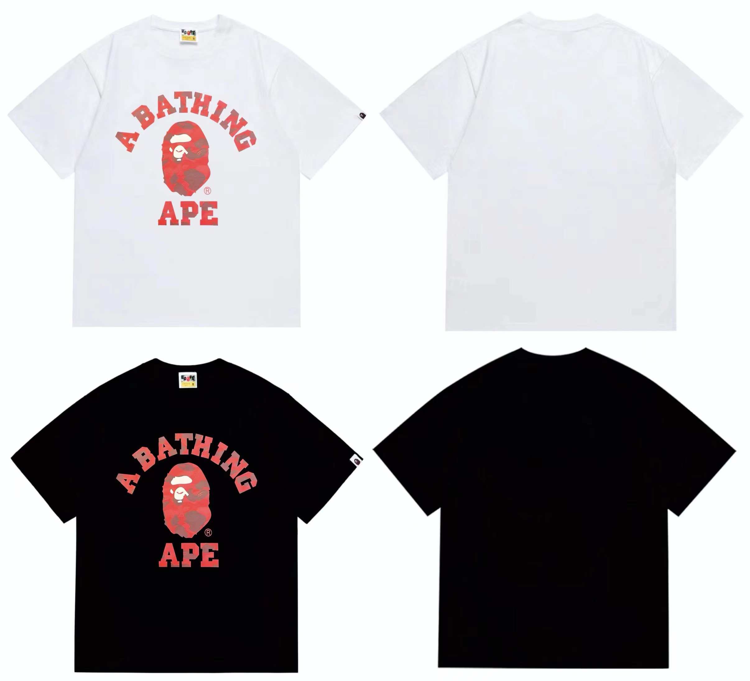 Red camo ape man head printed t shirt