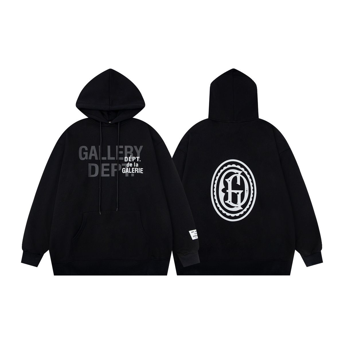 Front Double Letters Hoodie Black