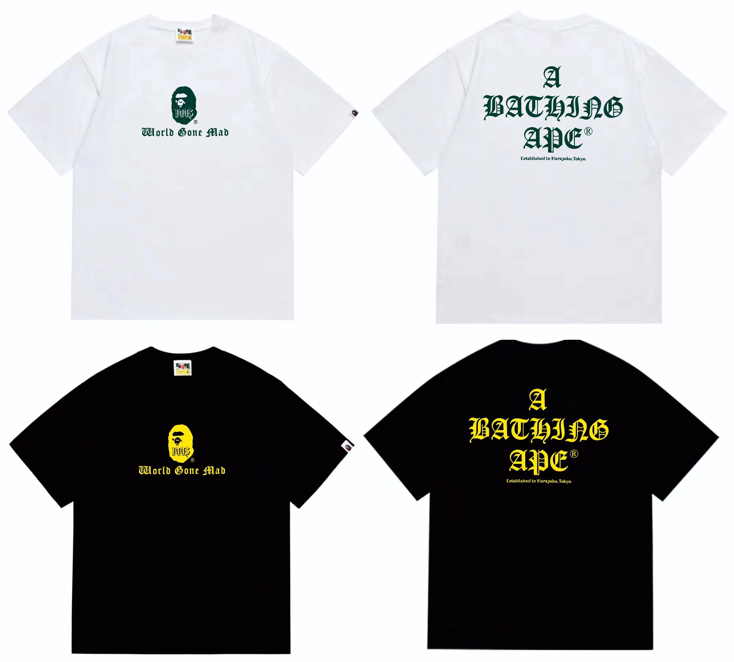 Contrast ape man head letter printed tshirt