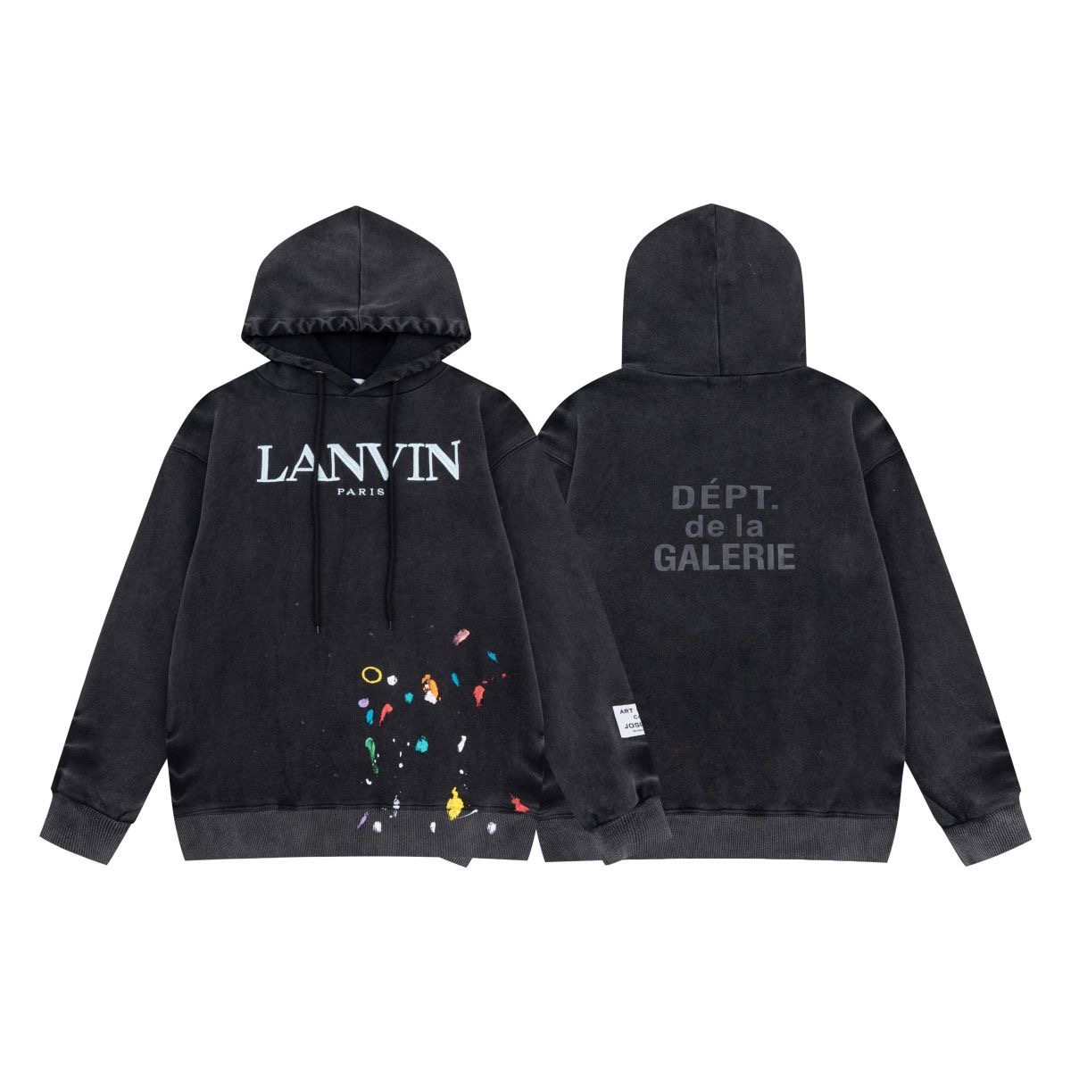 L & G Bottom Half Print Hoodie Black