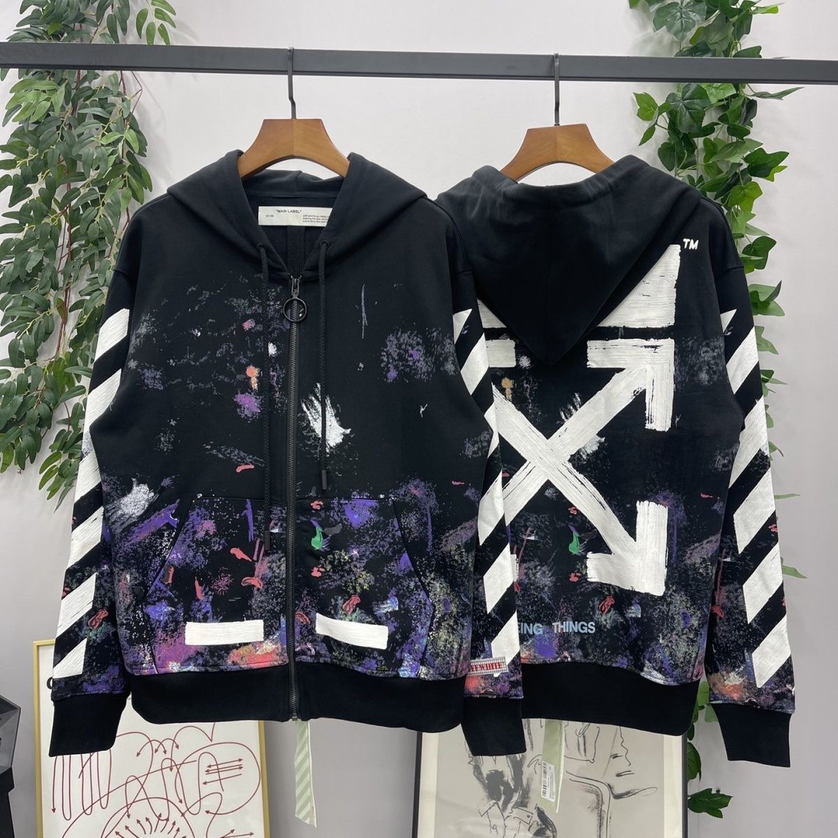 1:1 Version Full Print Zipper Hoodie Black