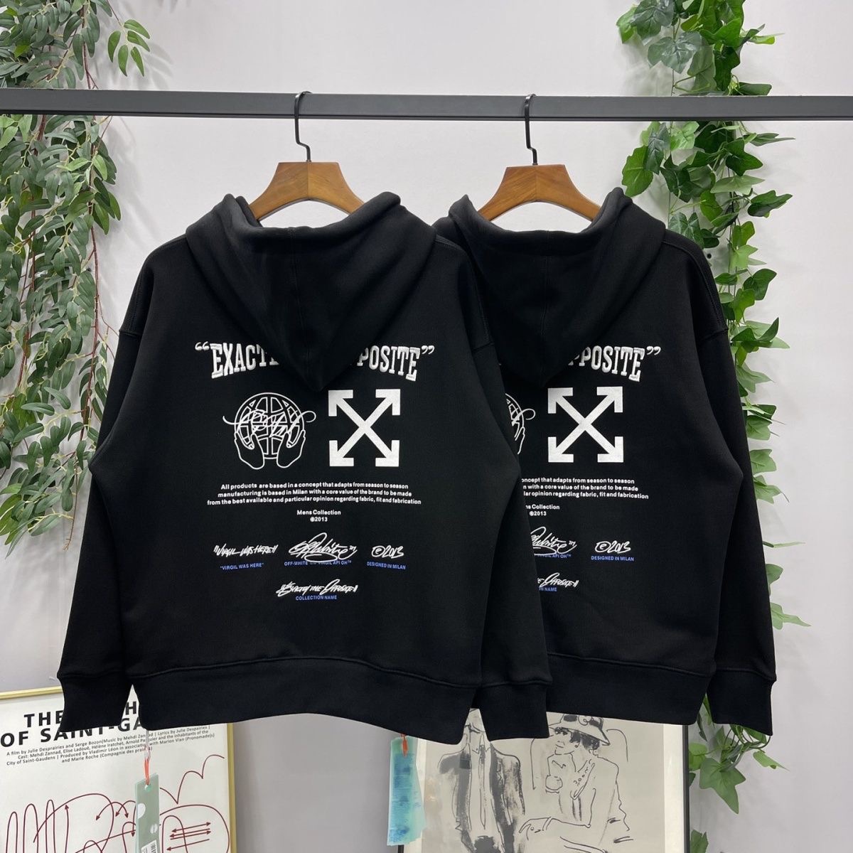 1:1 Version Embroidery Exactly the Opposite Hoodie Black