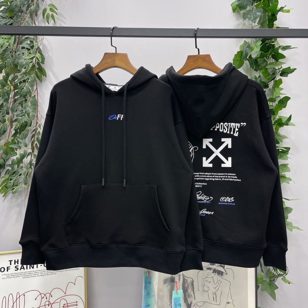 1:1 Version Embroidery Exactly the Opposite Hoodie Black