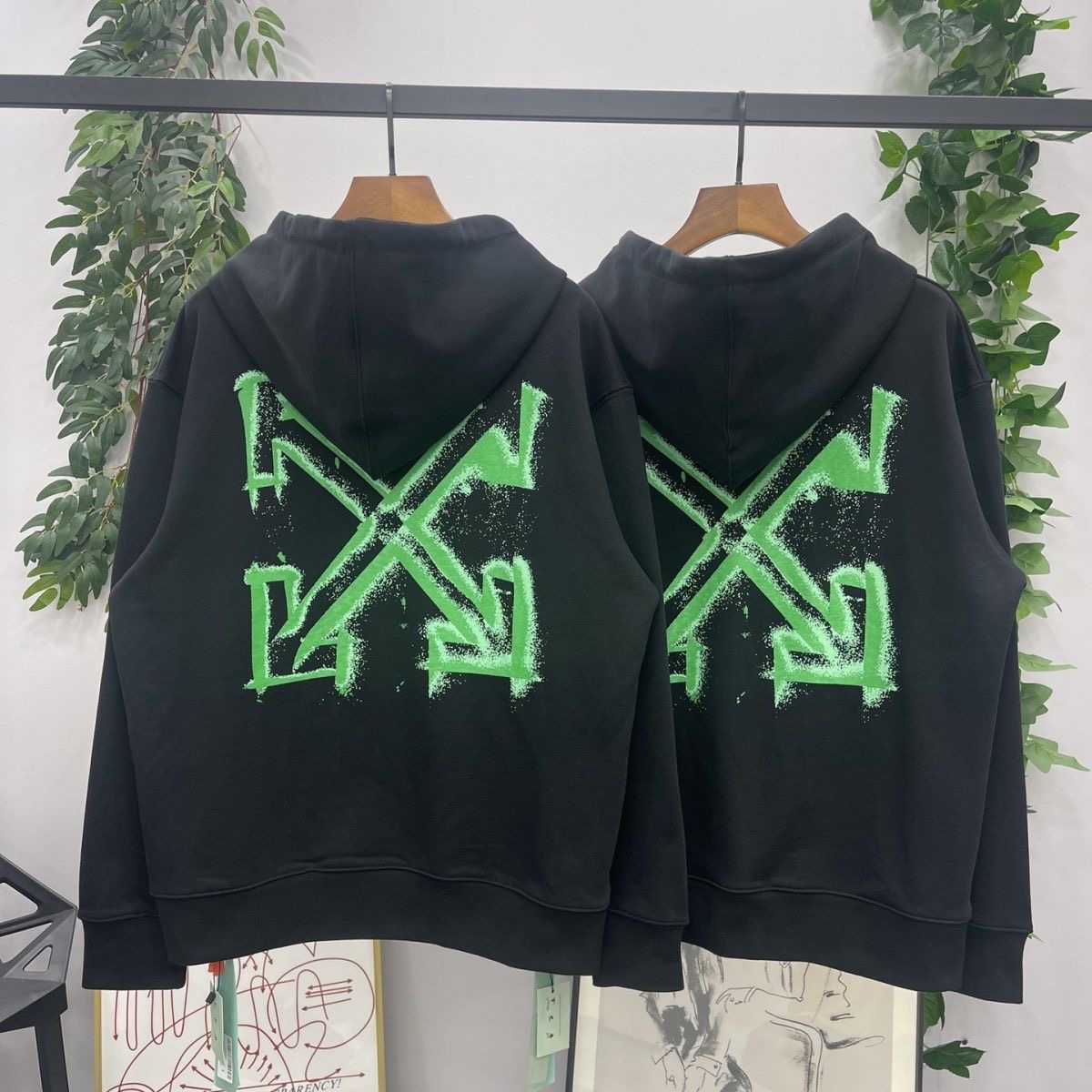 1:1 Version Back Blank Green Arrow Hoodie Black