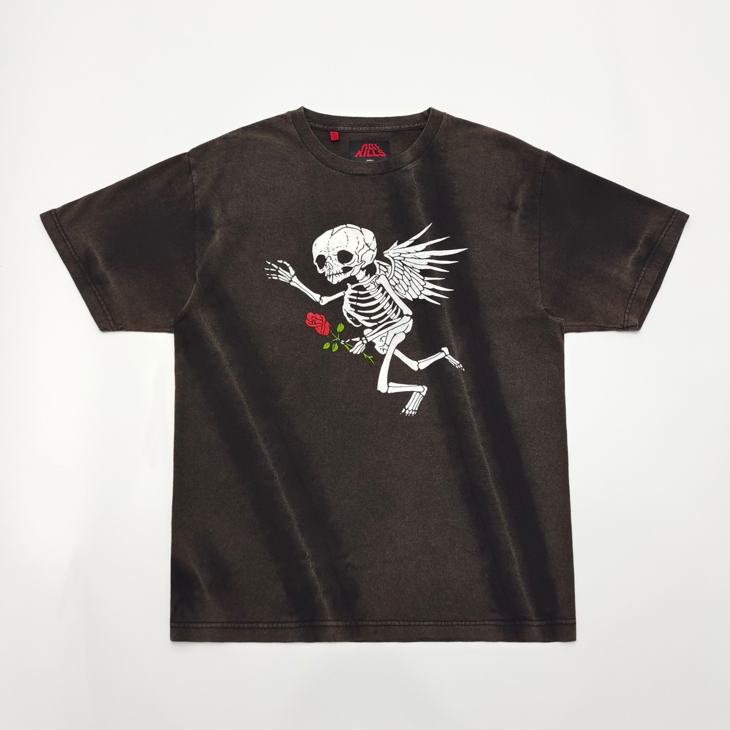 1:1 Version Skull Angels Rose Tee Washed Black