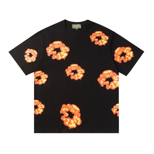 Flame puff priniting tshirt cotton fabric