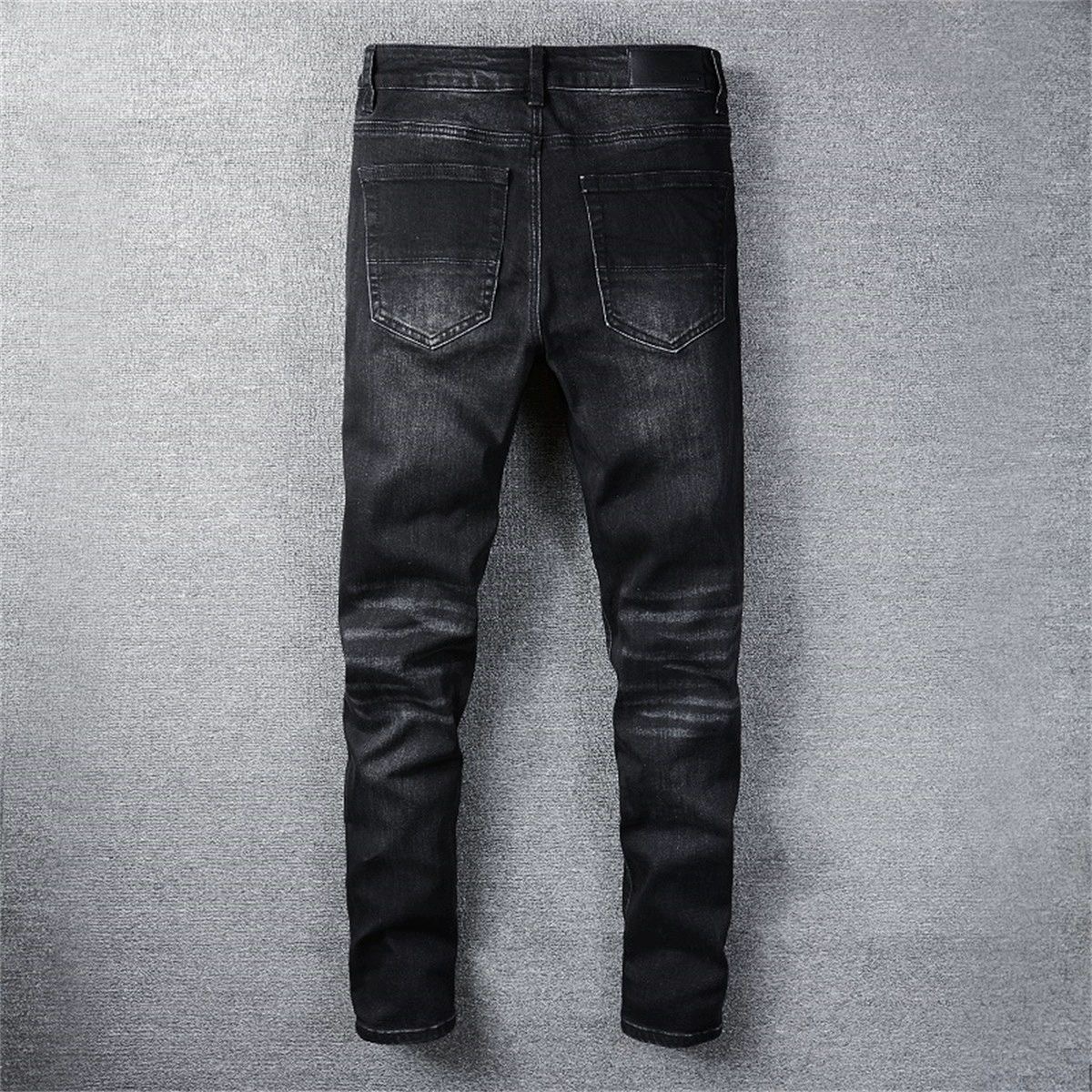 No. 830 Colorful Letters Ripped Jeans Black
