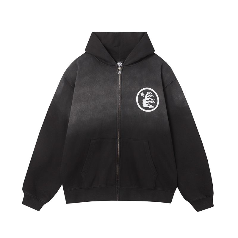 Washed pure cotton cardigan coat zip up jacket hoodie