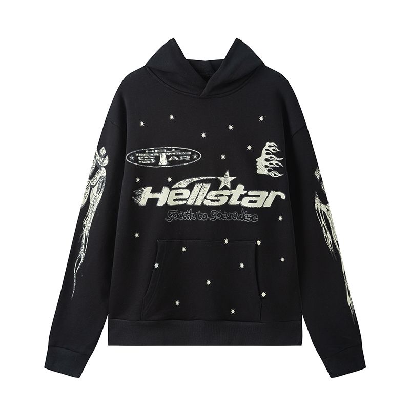 Black with mini stars  loose casual hoodie