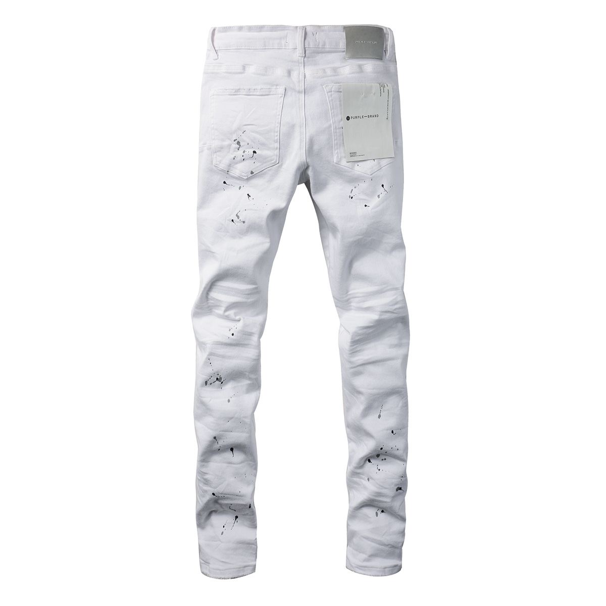 No. 9021 Paint Spots Ripped Jeans White