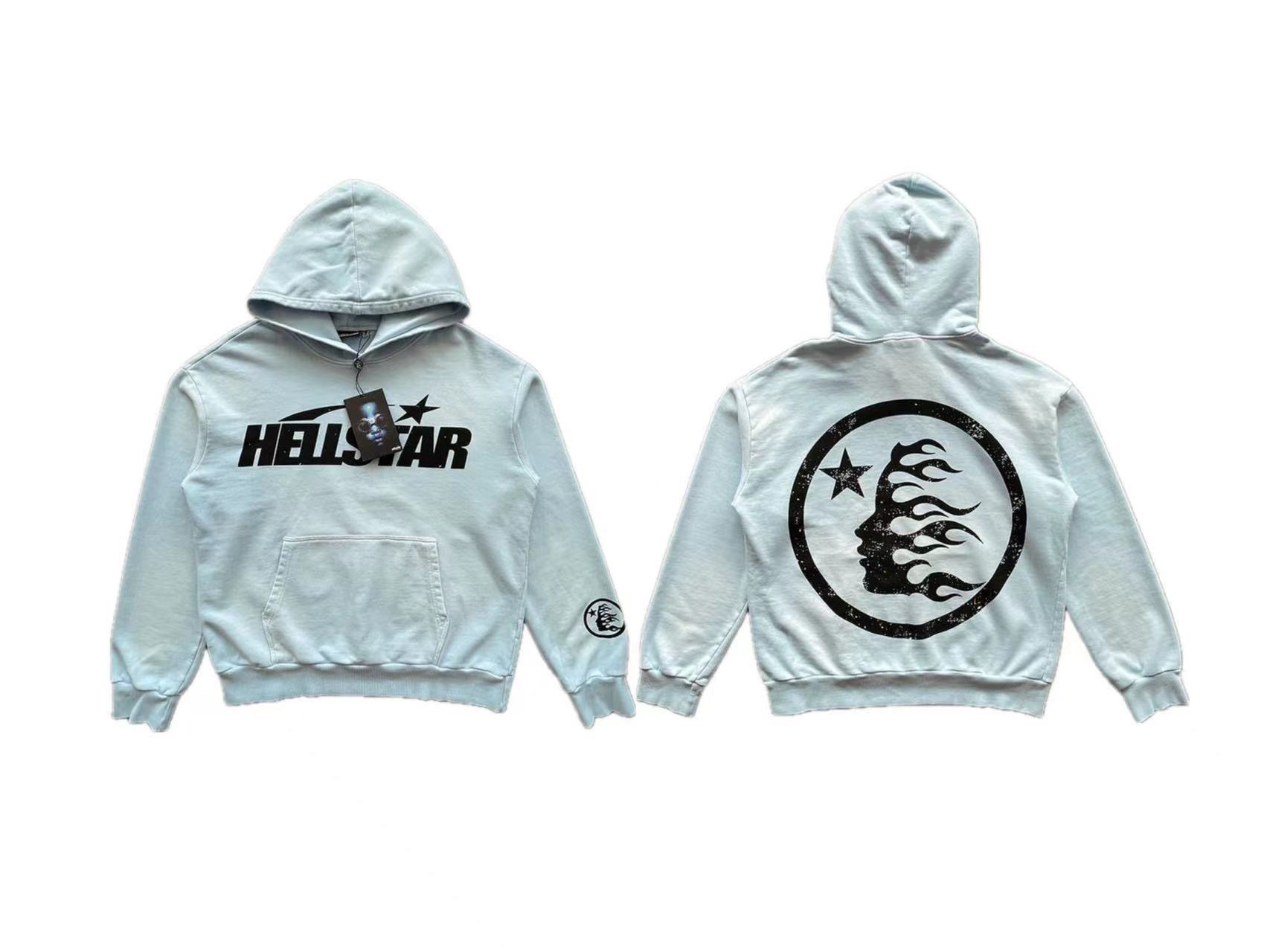 1:1 Fire sky blue washed vintage hoodie