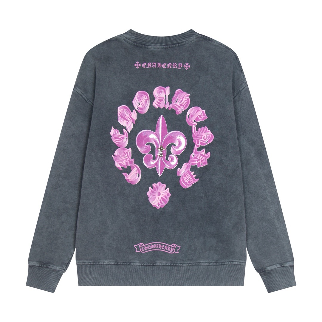 1:1 Grey washed design long sleeve sweatshirt