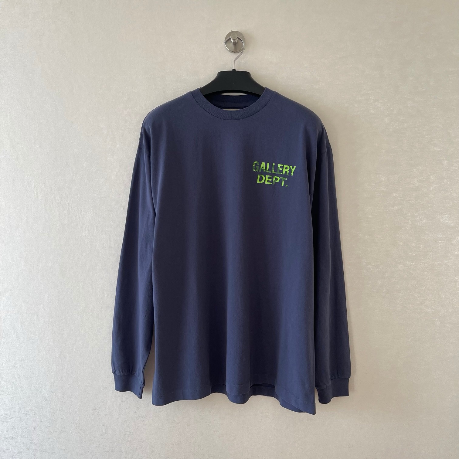 Navy blue basic vintage washing color long sleeve tee