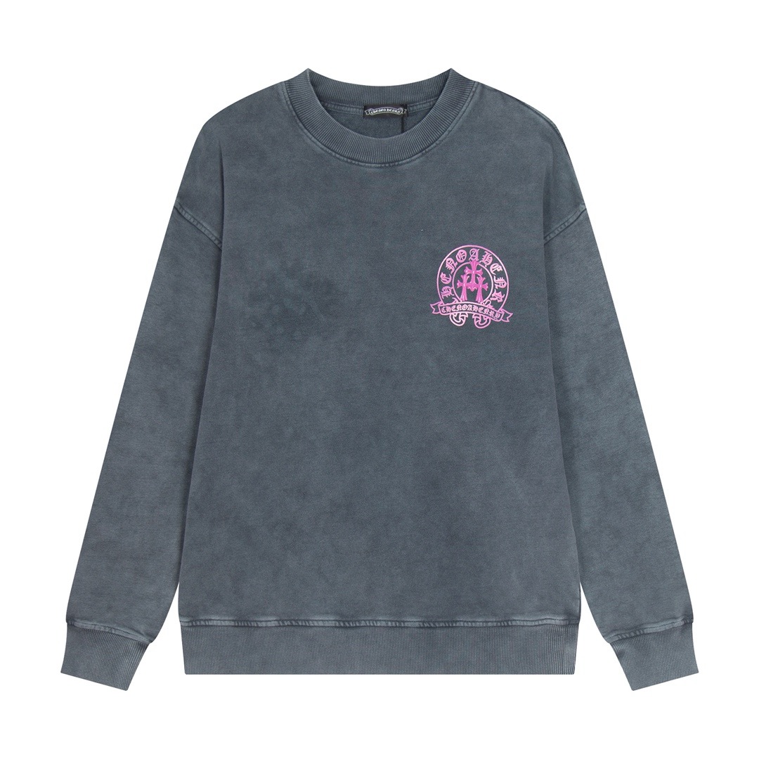 1:1 Grey washed design long sleeve sweatshirt