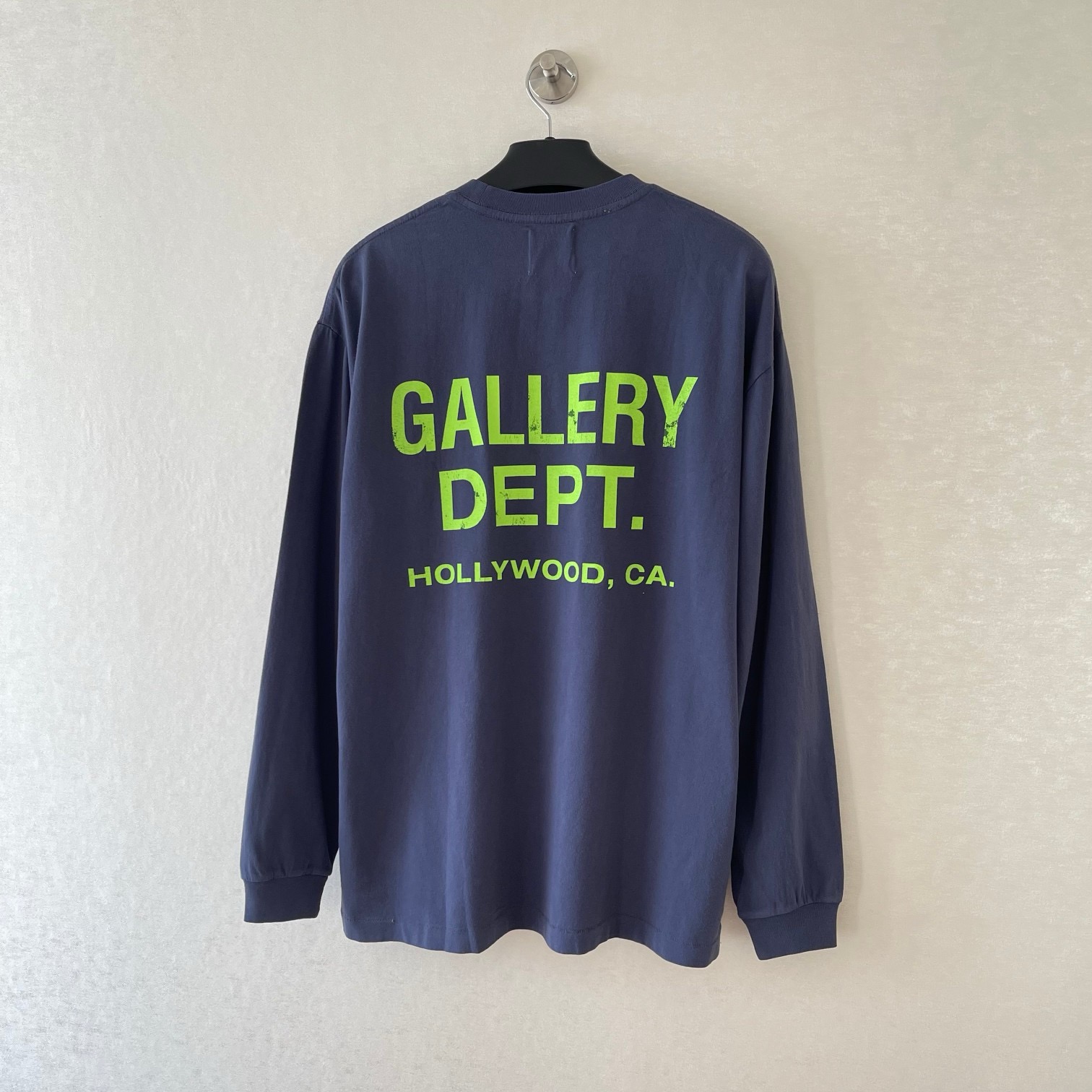Navy blue basic vintage washing color long sleeve tee