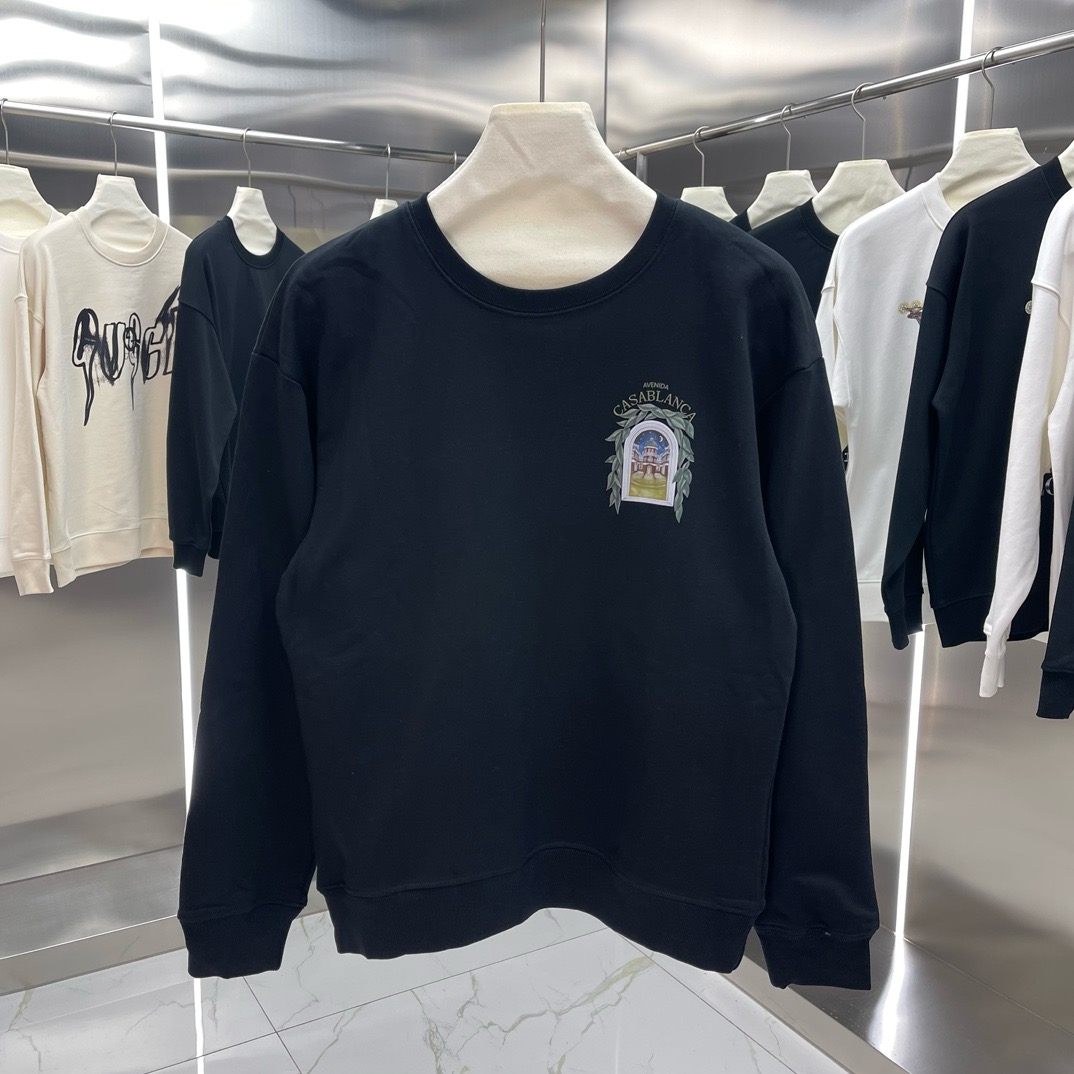 1:1 black with door printing crewneck