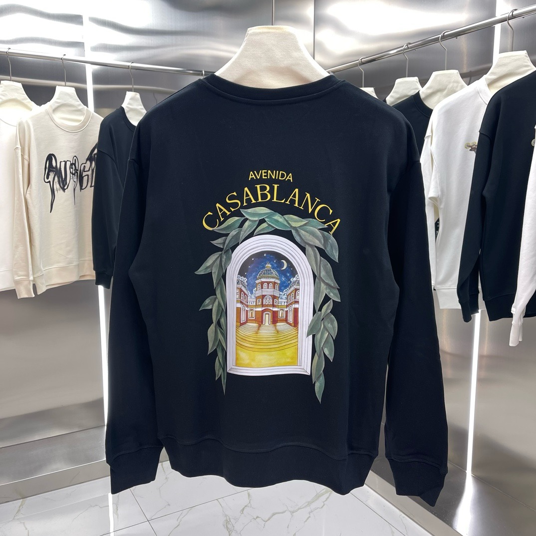1:1 black with door printing crewneck
