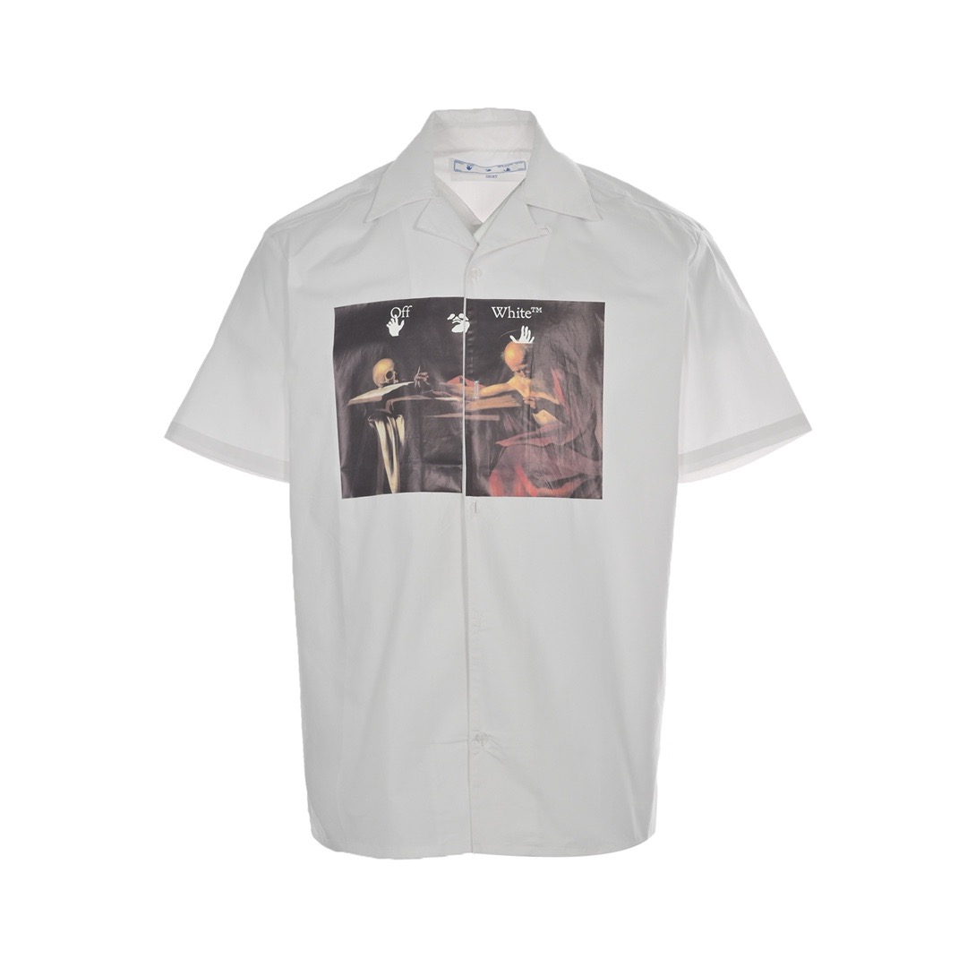 1:1 White color religious skull polo tshirt
