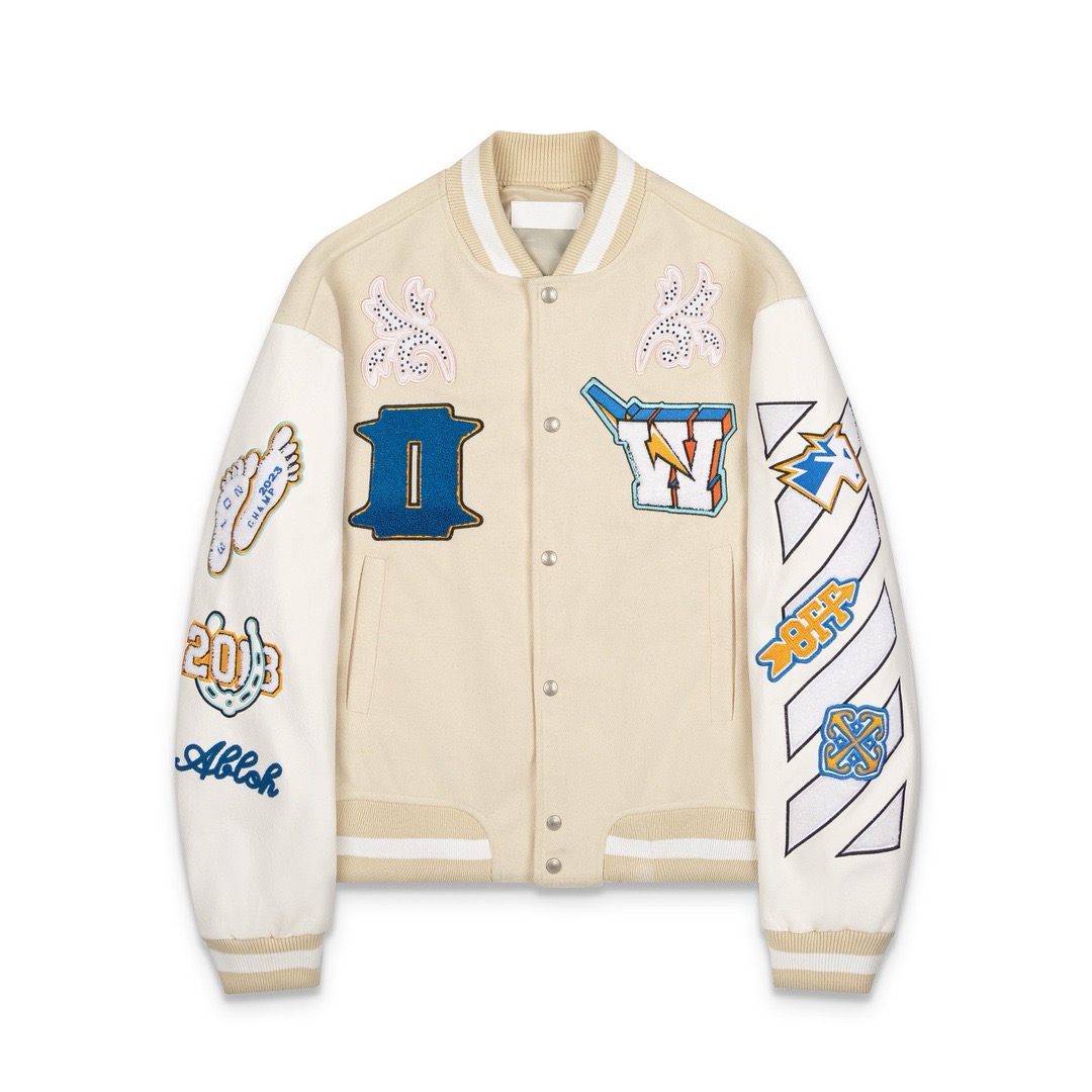 1:1 beige color baseball jacket