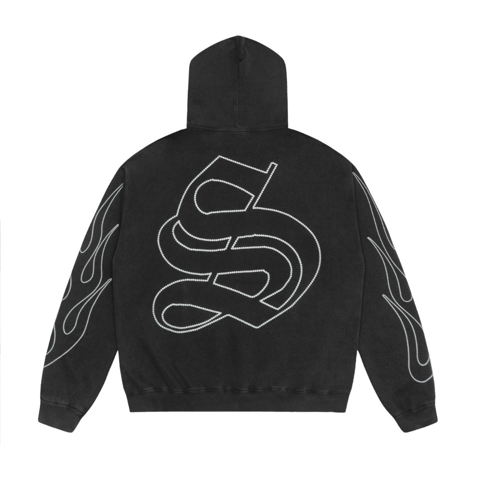 1:1 Washing simple letter printed hoodie