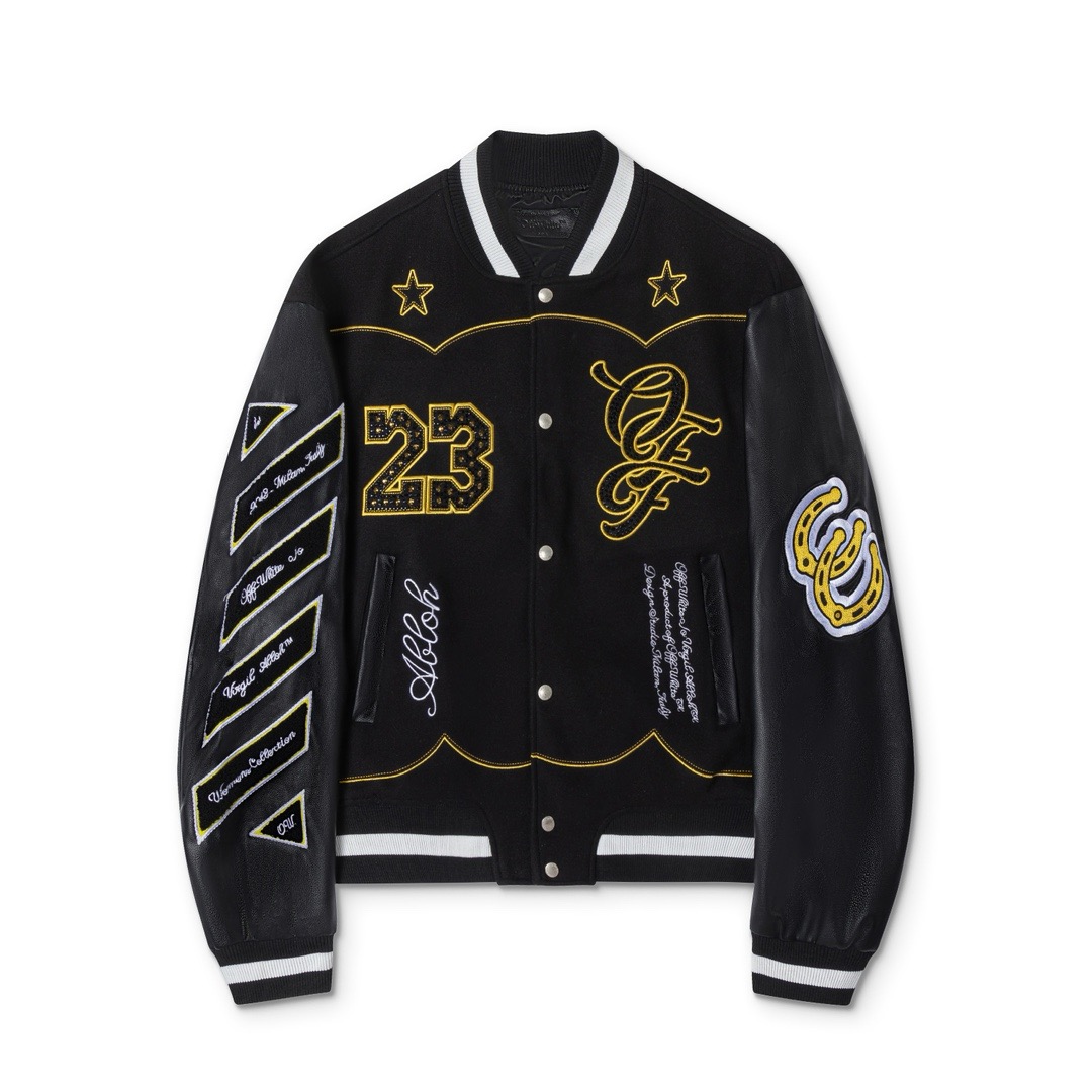 1:1 Black splicing with leather baseball jacket