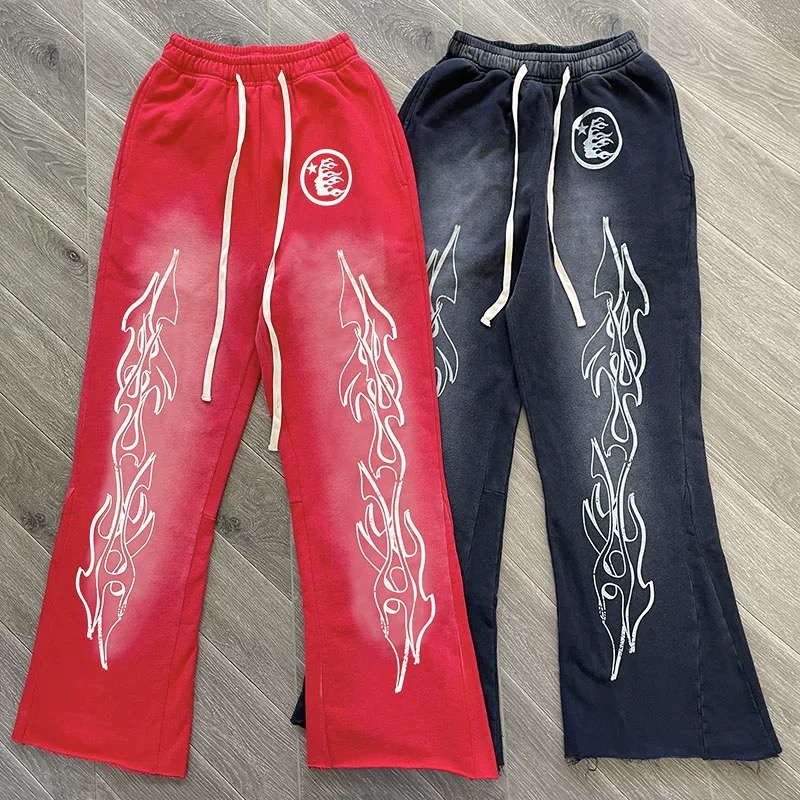 1:1 Red black flared pants