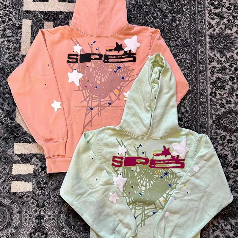 Pink green color simple hoodie