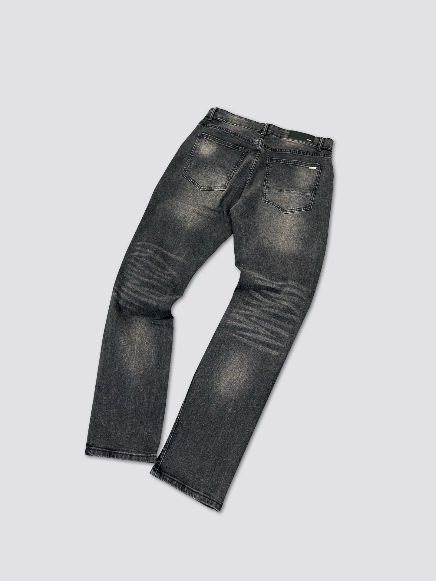 1:1 new wash ripped pink leather denim jeans