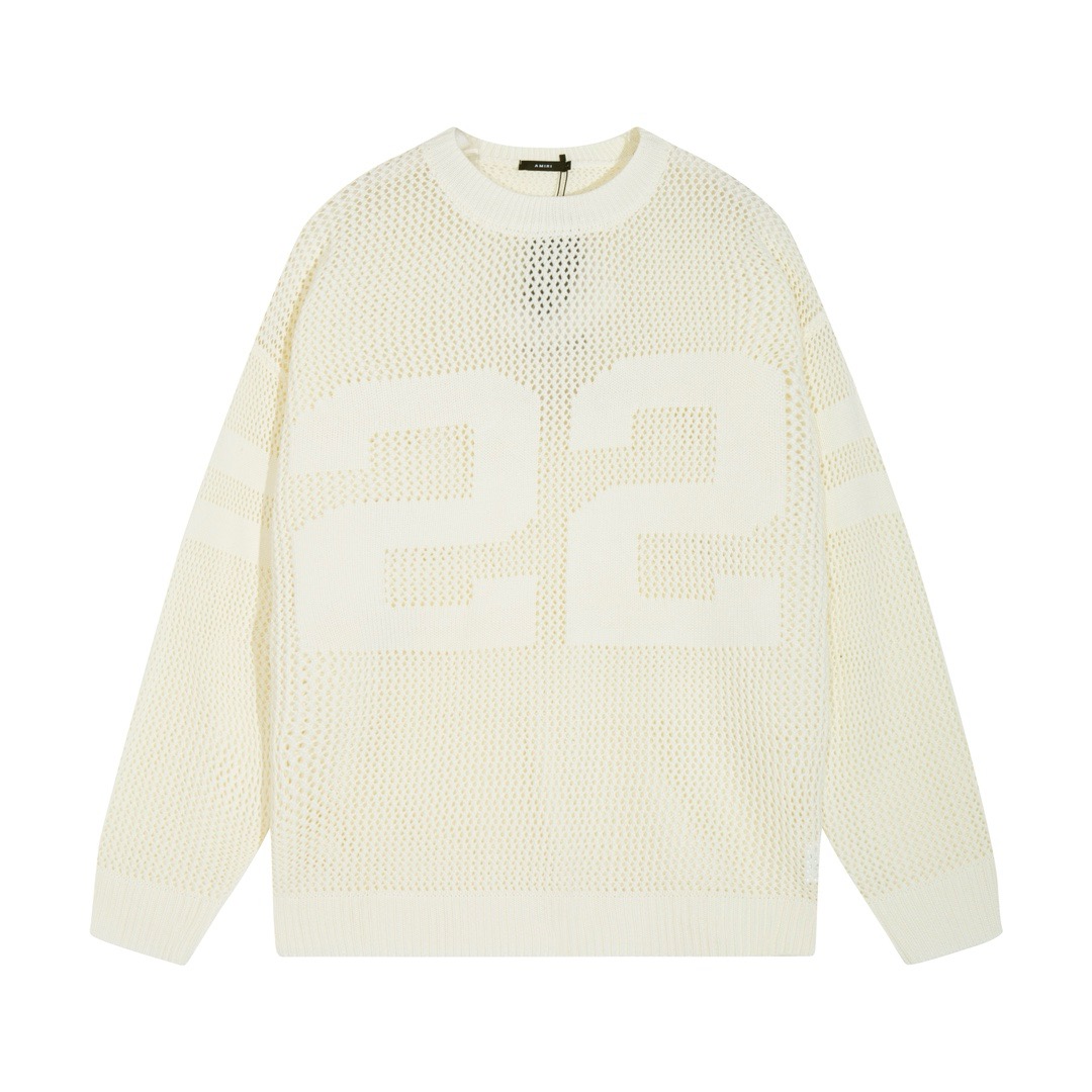 1：1 white color 2024 new jacquard full hollowing sweater