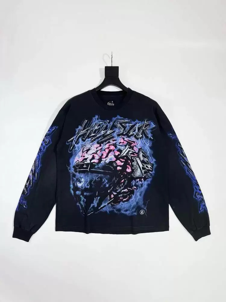 1:1 Lighting helmet star energy tide wash vintage long sleeve