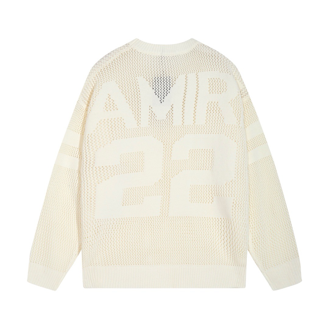 1：1 white color 2024 new jacquard full hollowing sweater