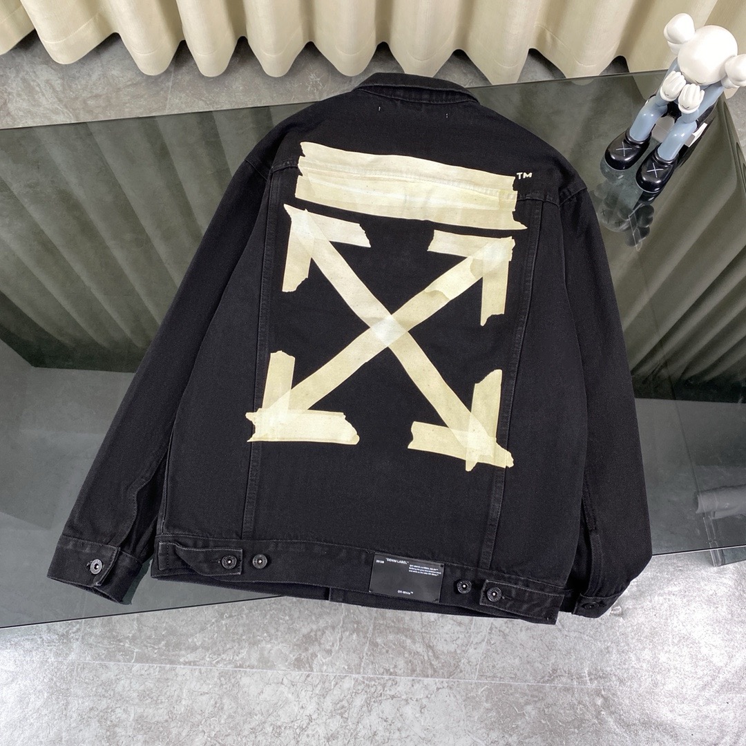 1:1 Black tape arrow denim jacket