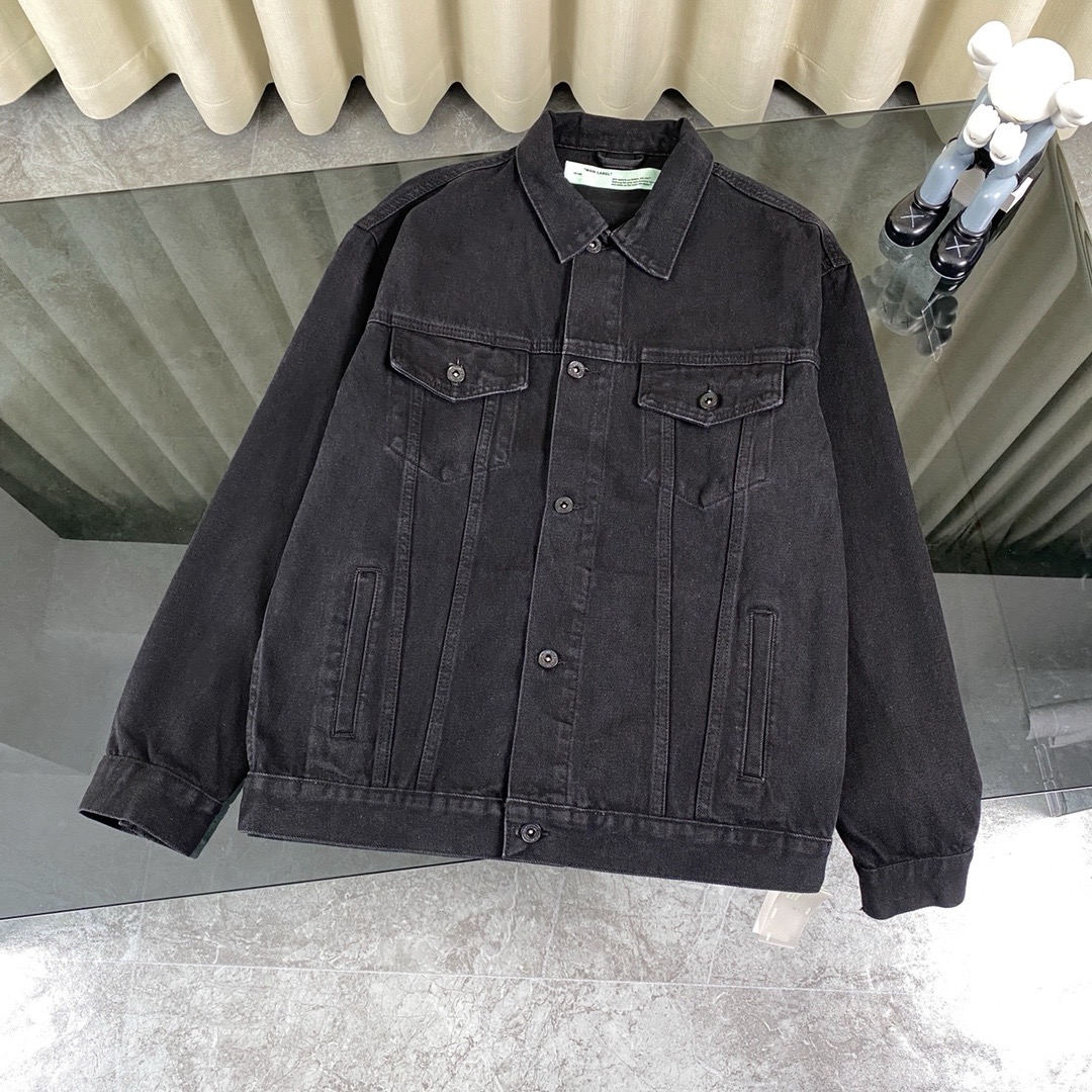 1:1 Black tape arrow denim jacket