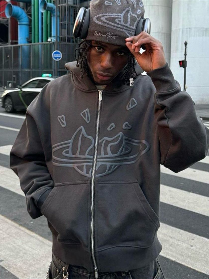 1:1 letter prined simple hoodie