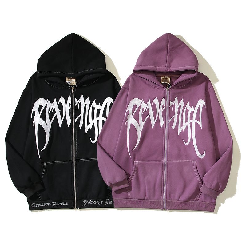 Black and purple color simple zip up hoodie