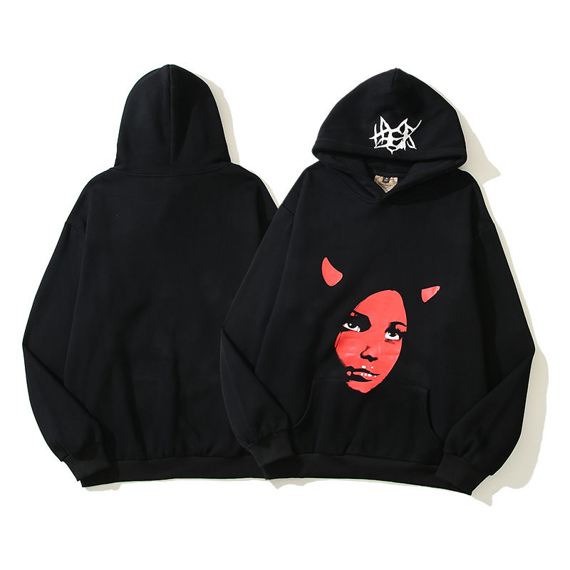 1:1 New red witch 2024 velvet black hip hop hoodie