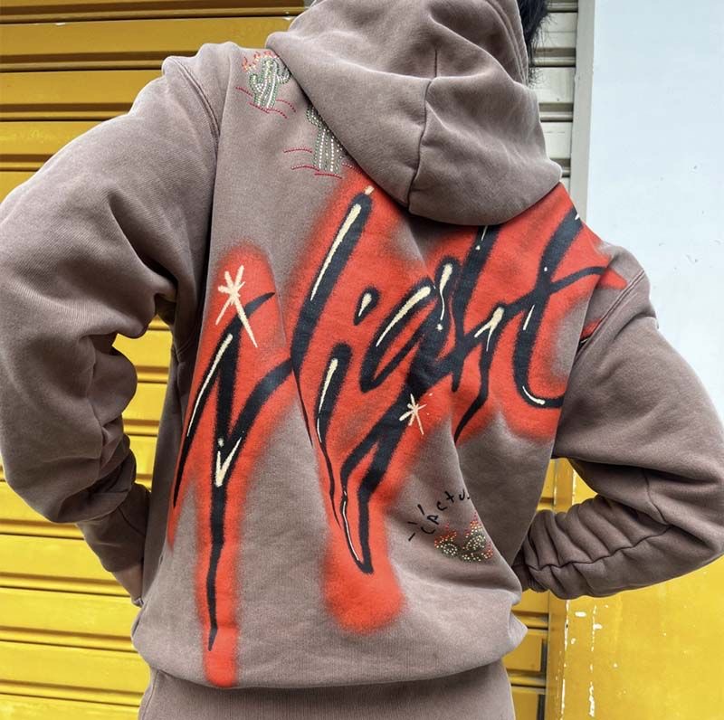 1:1 Brown fleece emboridery hoodie