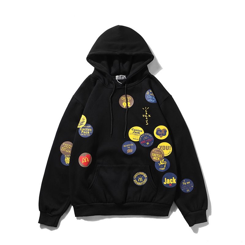 Black and brown puff printing hoodie