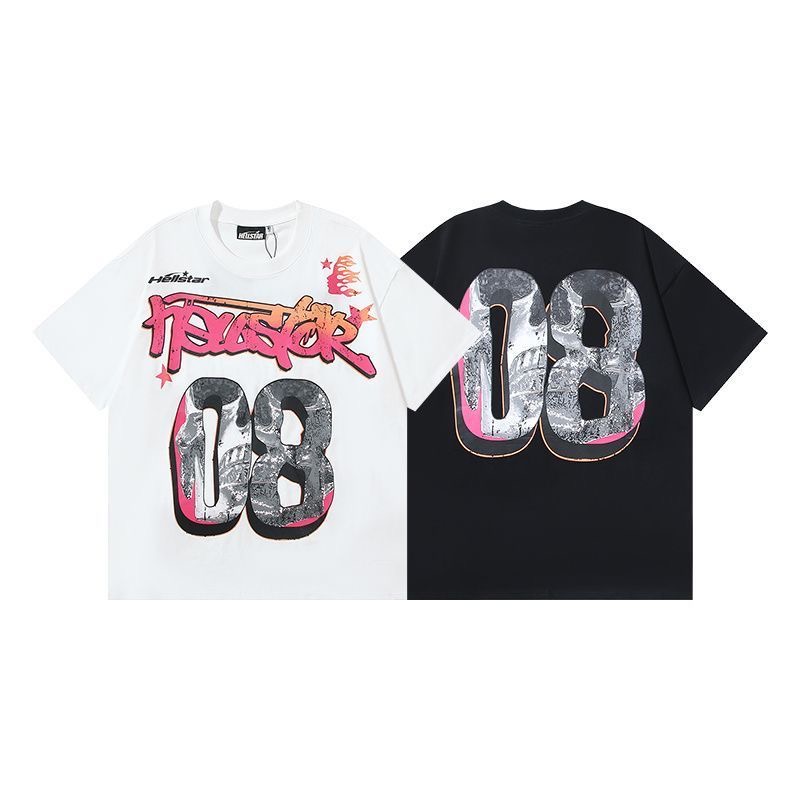 New 08 printing black white tshirt