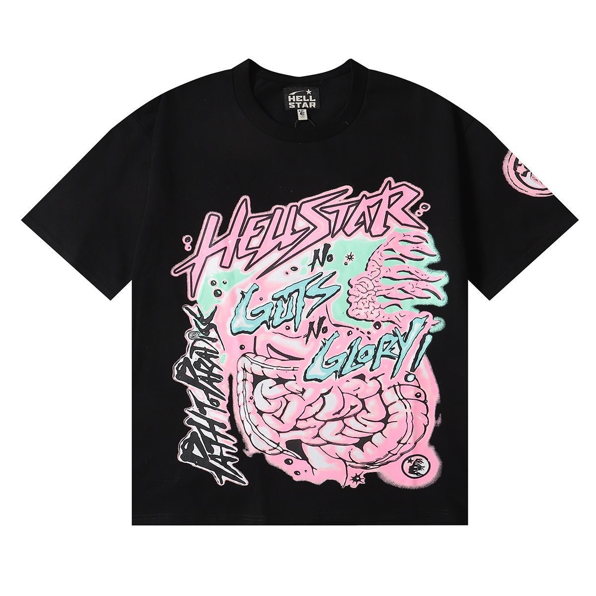Pink body printed black white tshirt