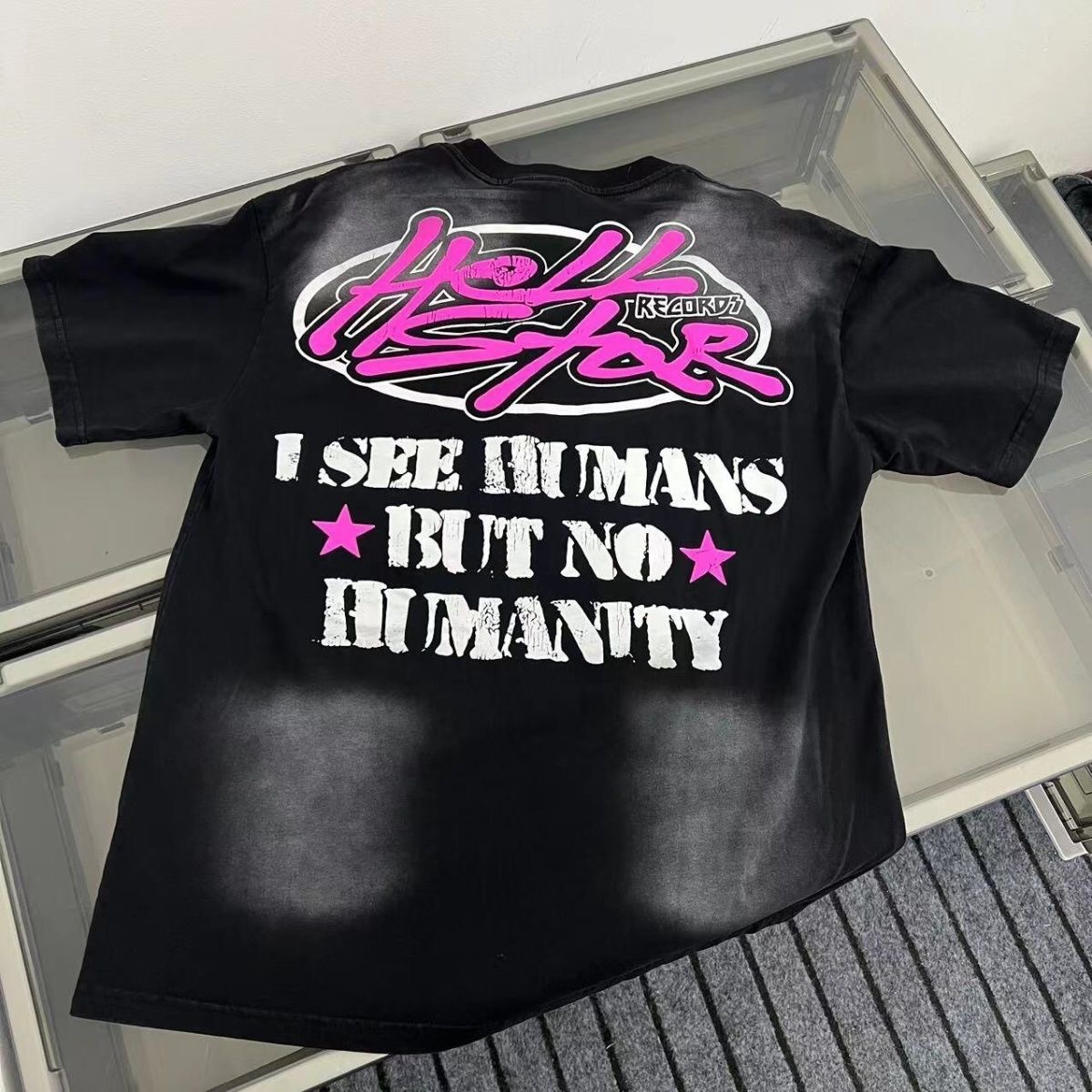 Black with pink logo printed tshirt