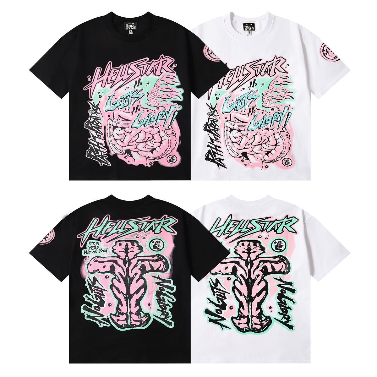 Pink body printed black white tshirt