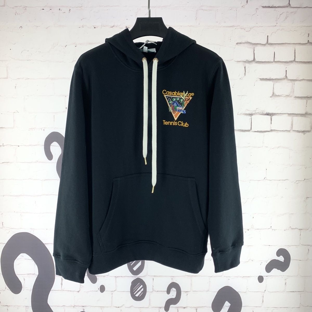 1:1 New pullover drawstring letter triangle pattern hoodie