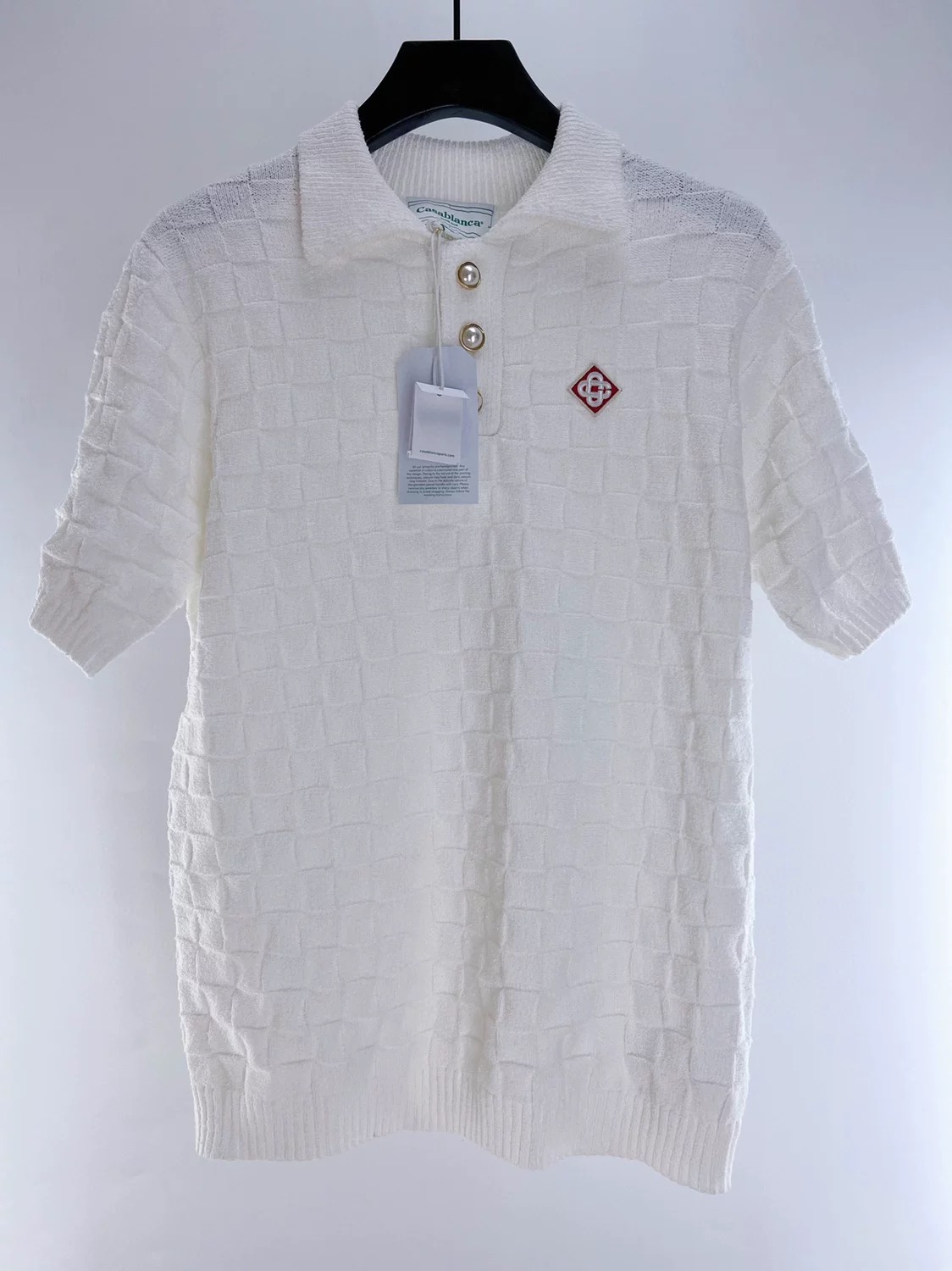 1:1 Red graphic letters checked polo knit short sleeve