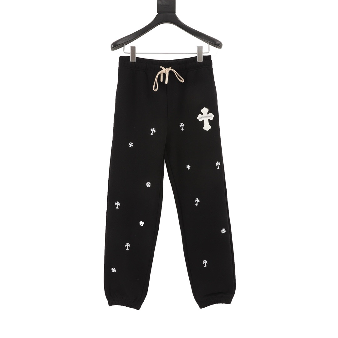 1:1 Press leather full logo printing black pant