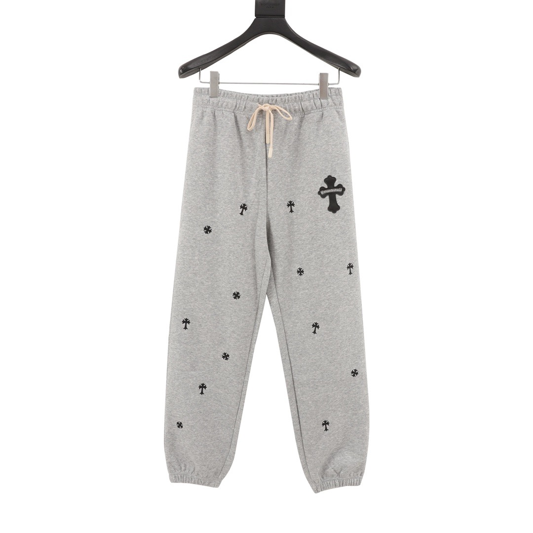 1:1 Pressed leather cross full of embroidery cotton pant