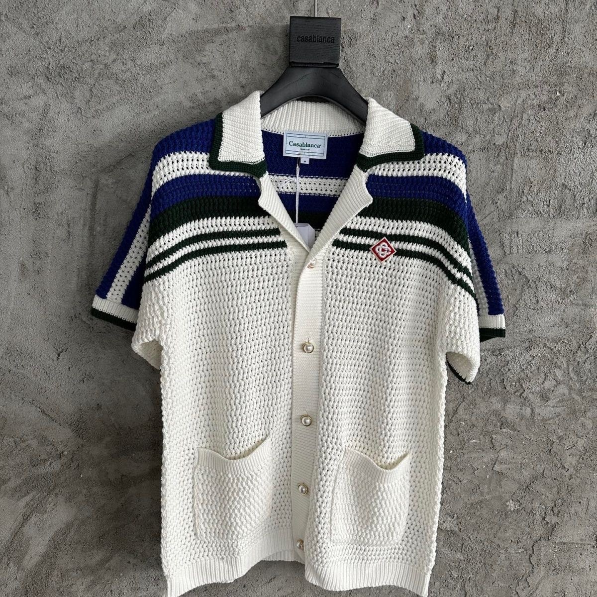 1:1 Pearl button cardigan sutout blockbuster shirt