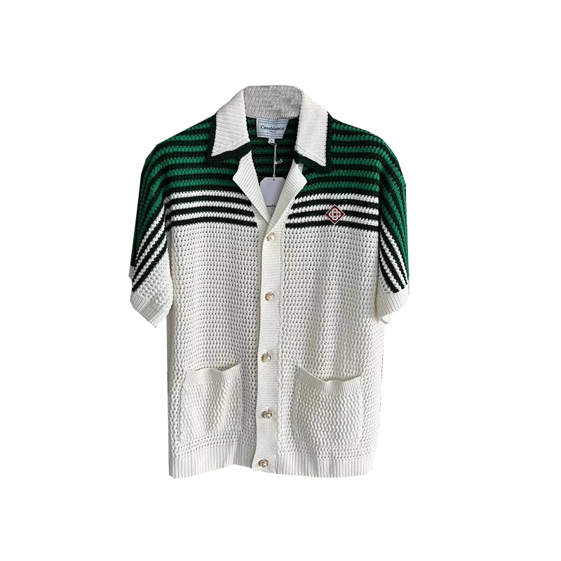1:1 Green with white color with button polo shirt