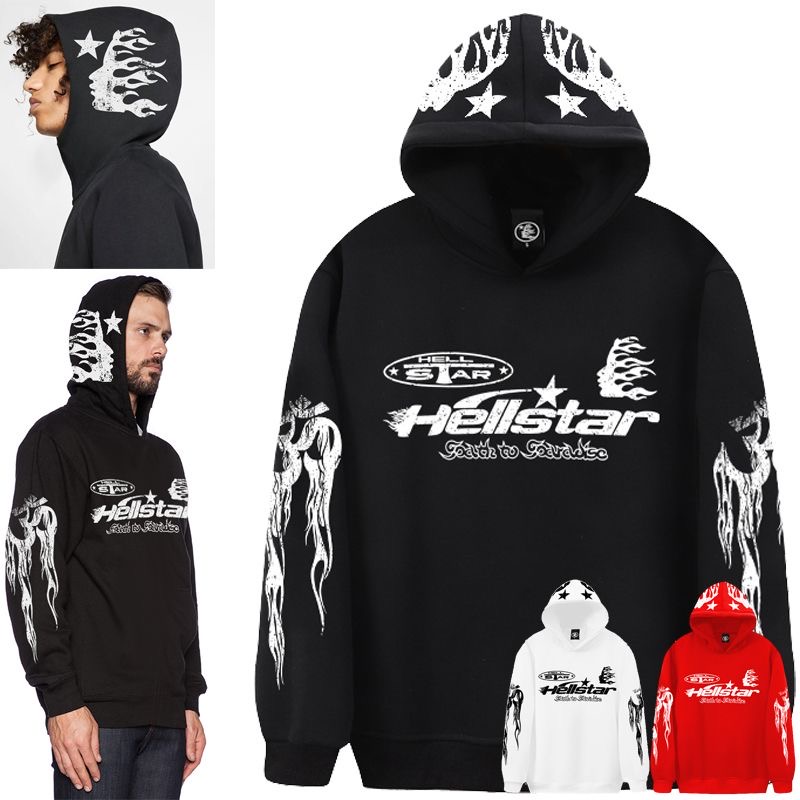 Fire style basic color with flame print hoodie